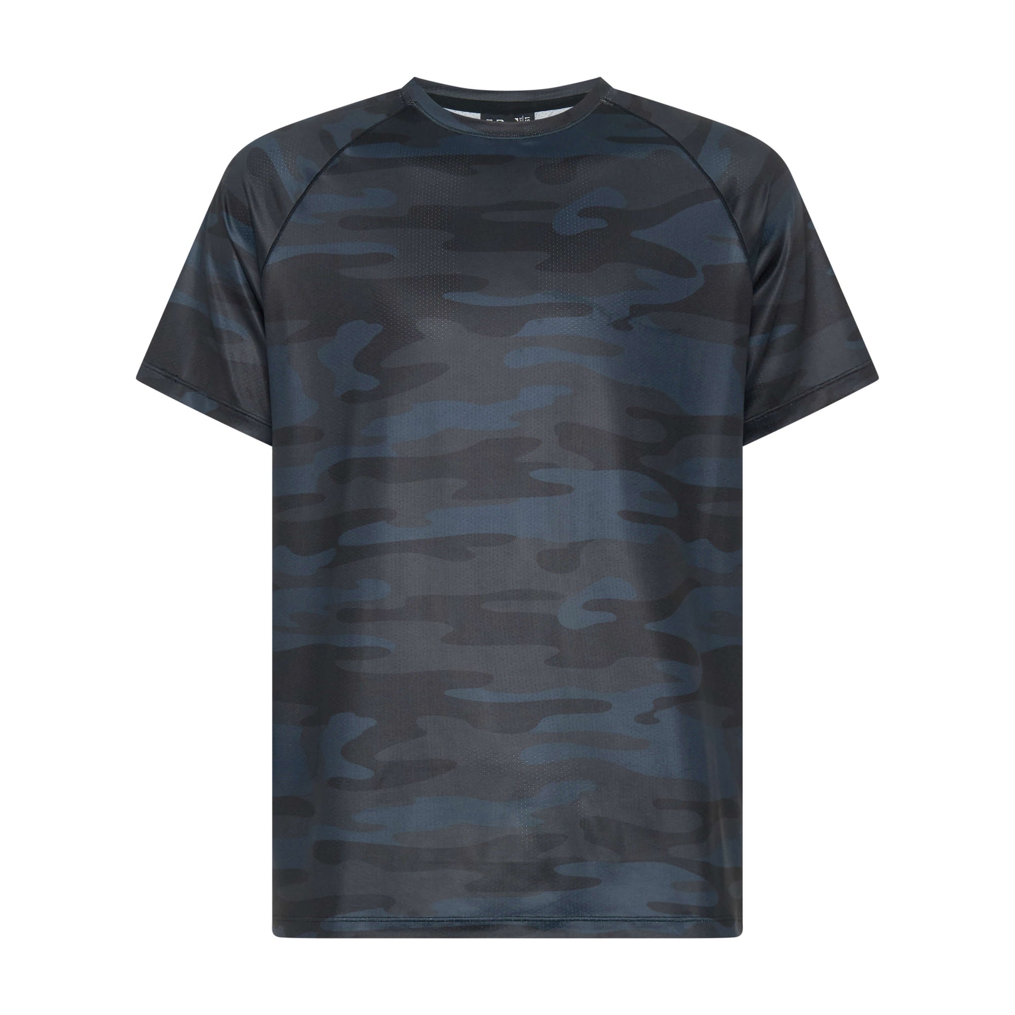 Unconditional Active Ambush Raglan Tee with camouflage pattern, casual tops with contrasting sleeves and comfortable fit.