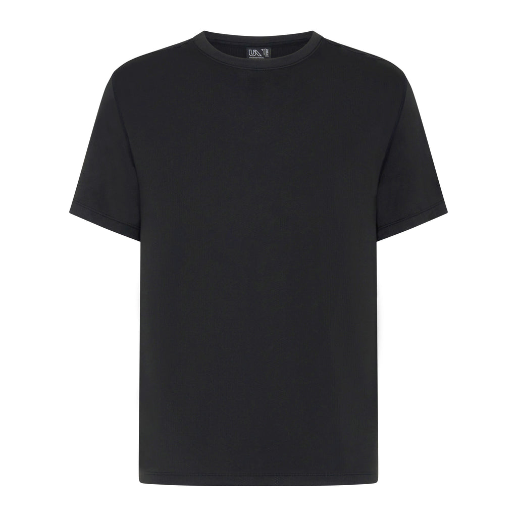 Black Daredevil Loose Tee by Unconditional Active, casual men's top with a relaxed fit and bold graphic design.
