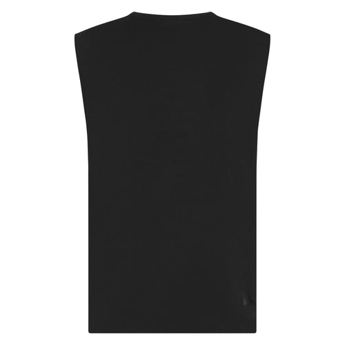 Black Darkside Muscle Tank top by Unconditional Active, featuring a sleeveless design and bold printed logo on the front.