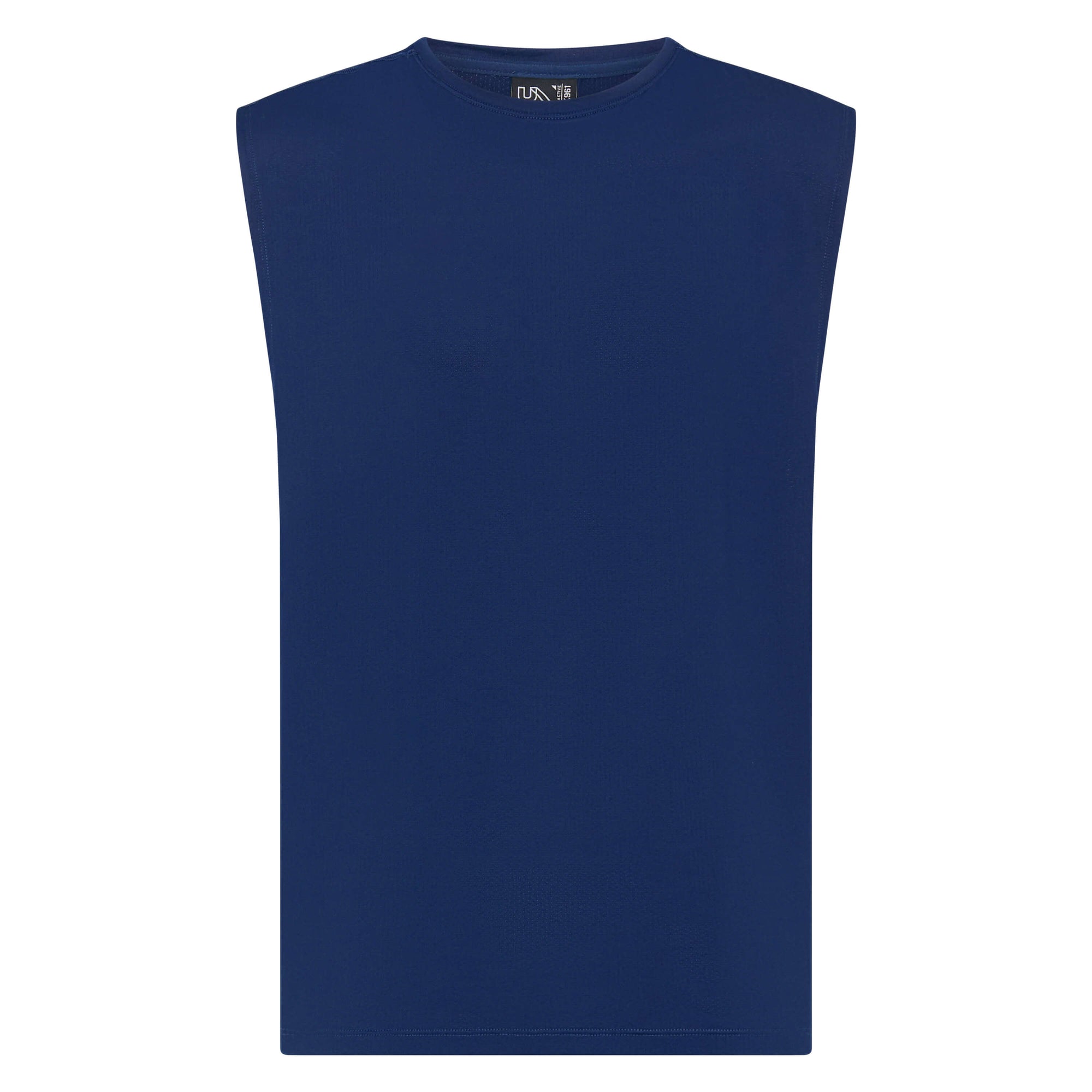 Darkside Muscle Tank in dark blue by Unconditional Active, featuring a sleeveless design with bold graphic print on the front.