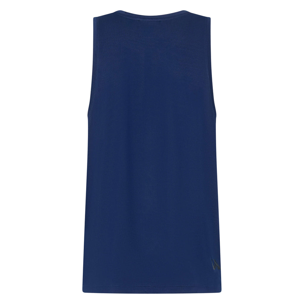 Dark blue Unconditional Active Darkside Slim Tank top displayed flat, highlighting its fitted, sleeveless design for active wear.