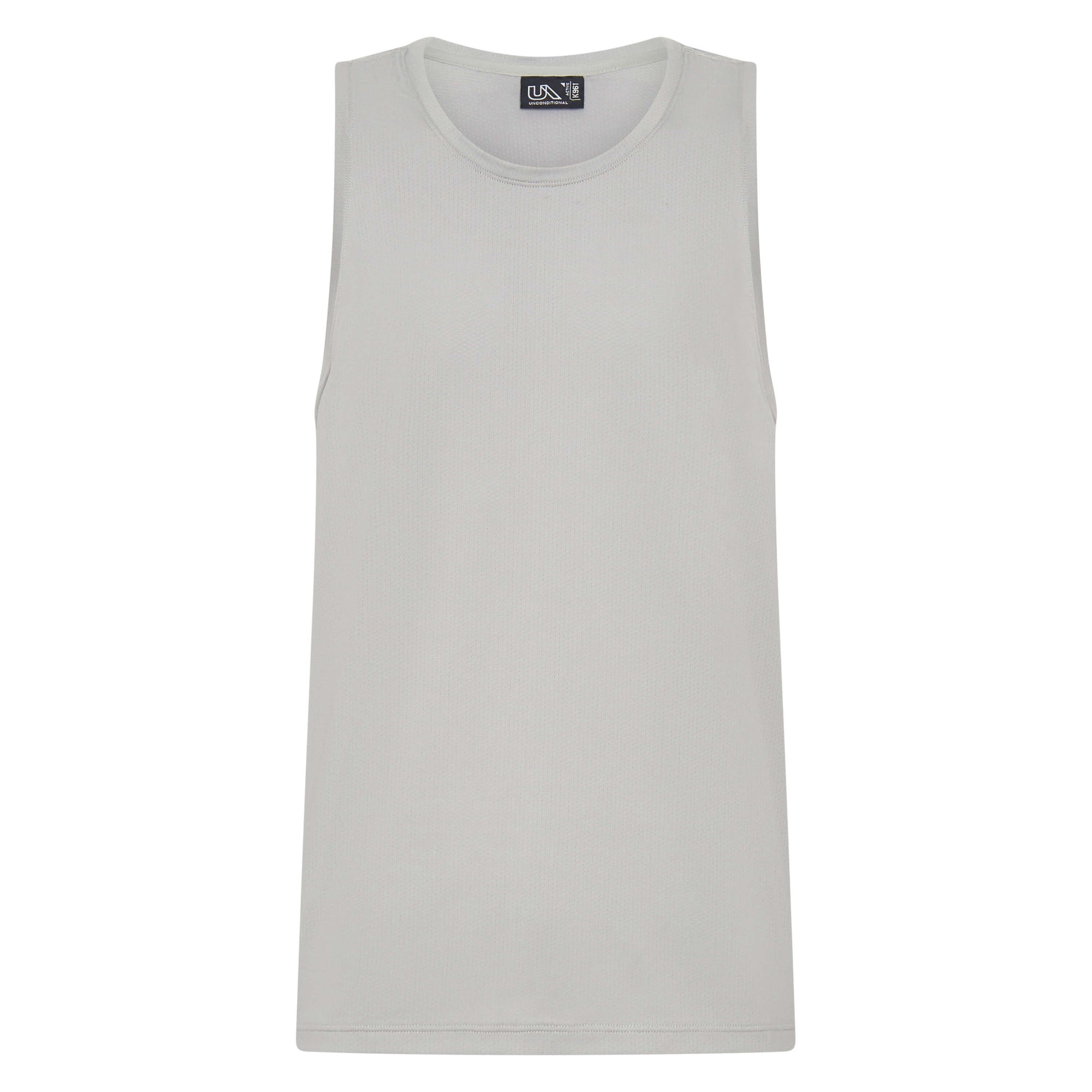 Unconditional Active Darkside Slim Tank in ivory, a fitted sleeveless top with a scoop neckline, shown on a hanger.