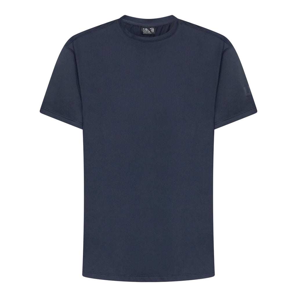 Unconditional Active Darkside Slim Tee in dark charcoal, a fitted casual men's top with short sleeves and crew neckline.