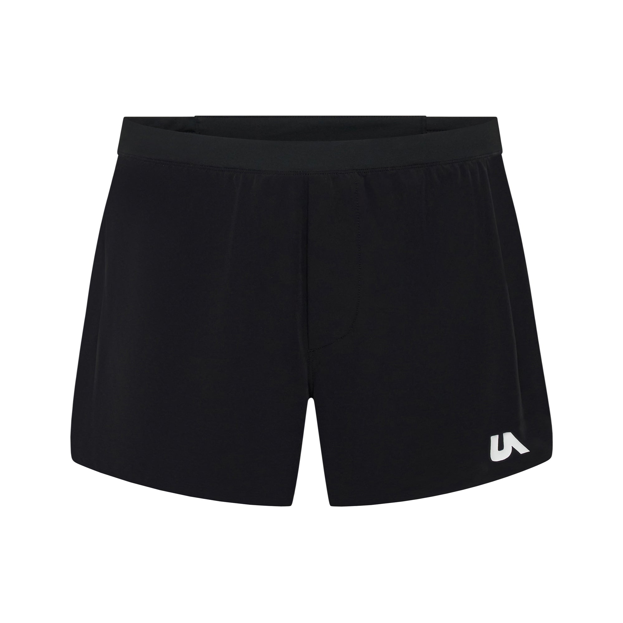 Black Invincible Distance Run Shorts by Unconditional Active, lightweight athletic shorts with a comfortable fit for running.