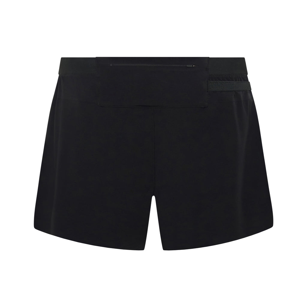 Black Invincible Distance Run Shorts by Unconditional Active, lightweight athletic shorts designed for running and active wear.