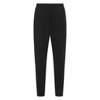 Black Unconditional Active Maverick Session Pant trackpants laid flat, showing elastic waistband and tapered fit.