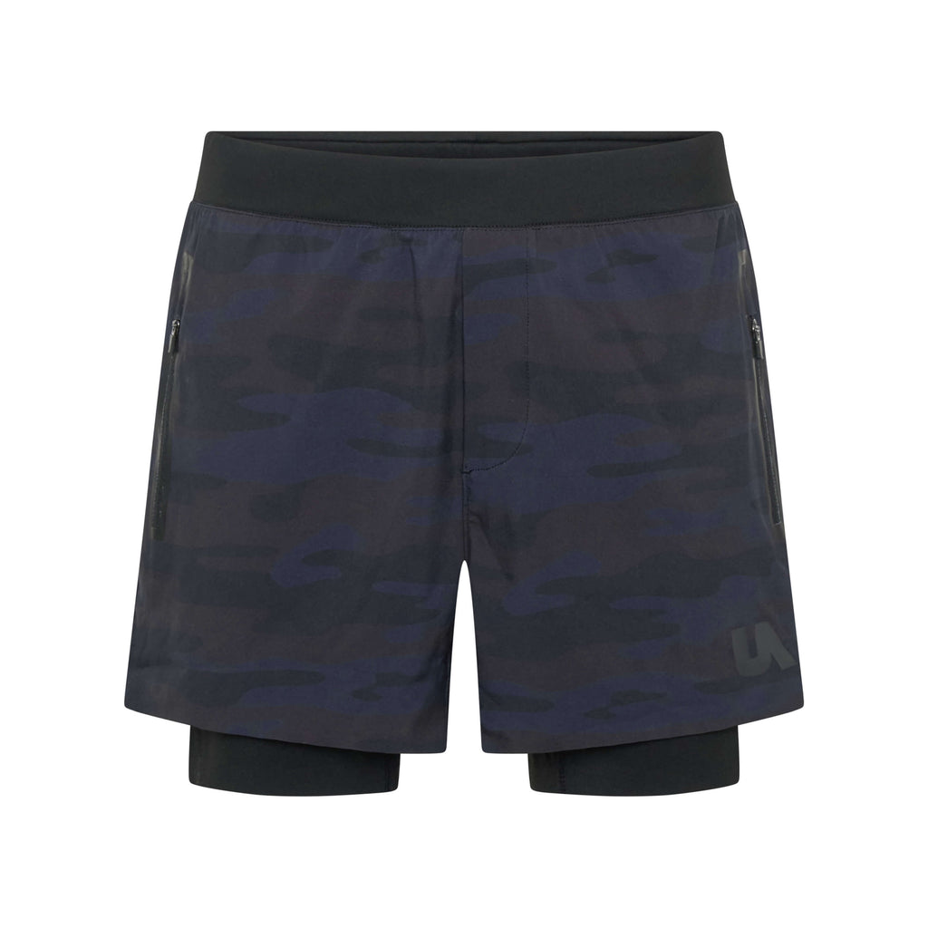 Unconditional Active Peacemaker 5-inch camo shorts with adjustable waistband and side pockets, casual athletic style for men.