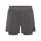 Dark charcoal Peacemaker 5-inch shorts by Unconditional Active, showing a comfortable fit and casual design.