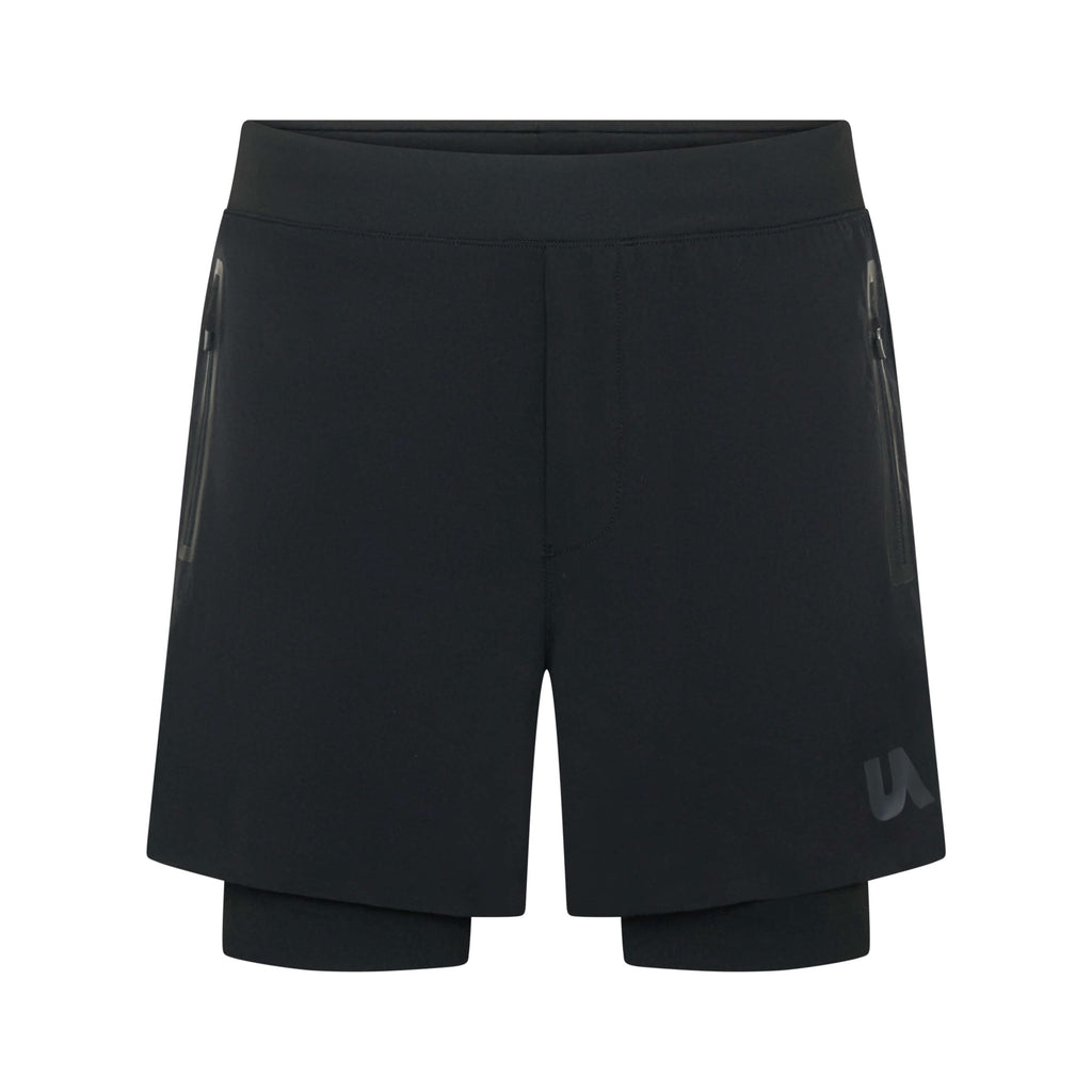 Black Peacemaker 7-inch shorts by Unconditional Active, featuring a comfortable fit and casual style for active wear.