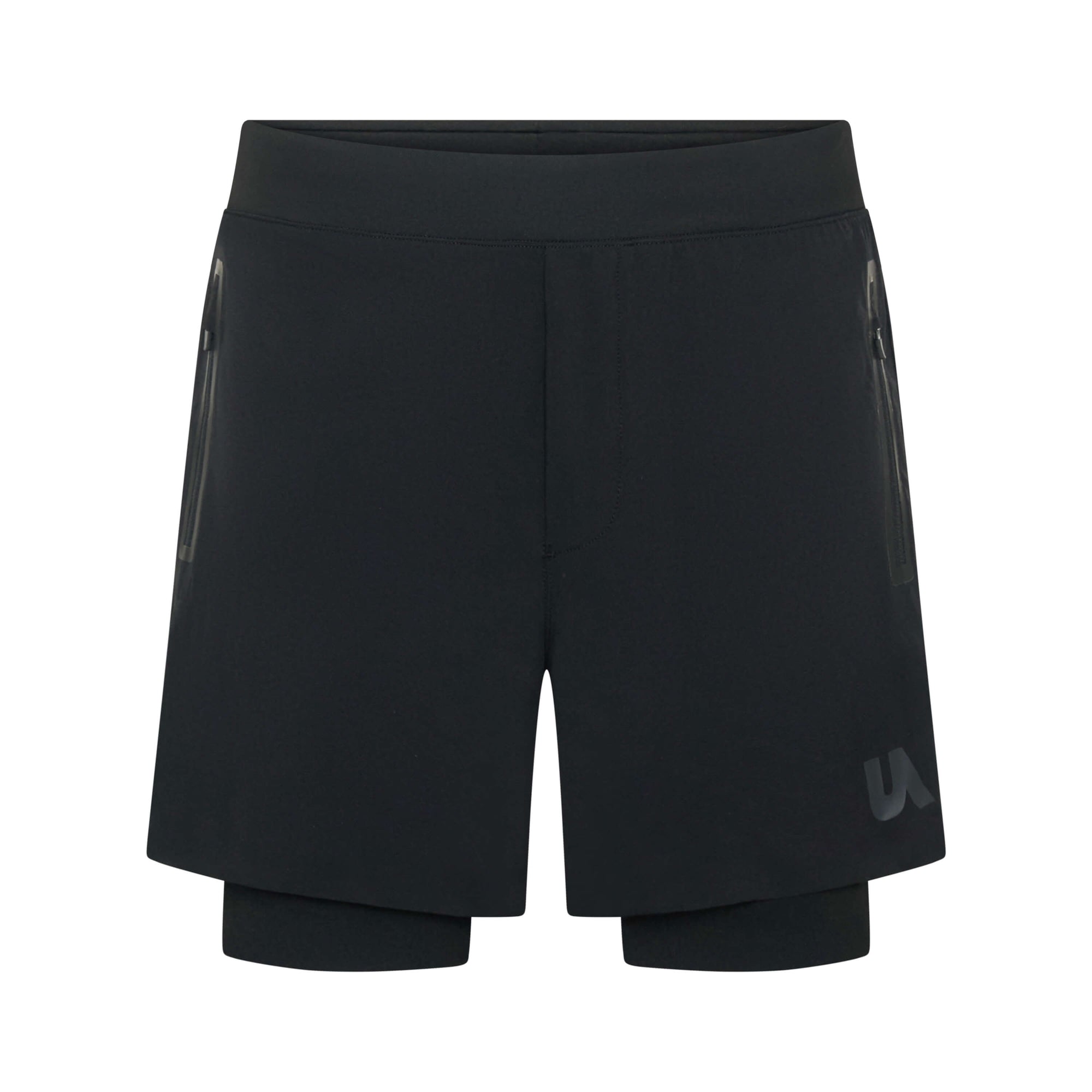 Black Peacemaker 7-inch shorts by Unconditional Active, featuring a comfortable fit and casual style for active wear.