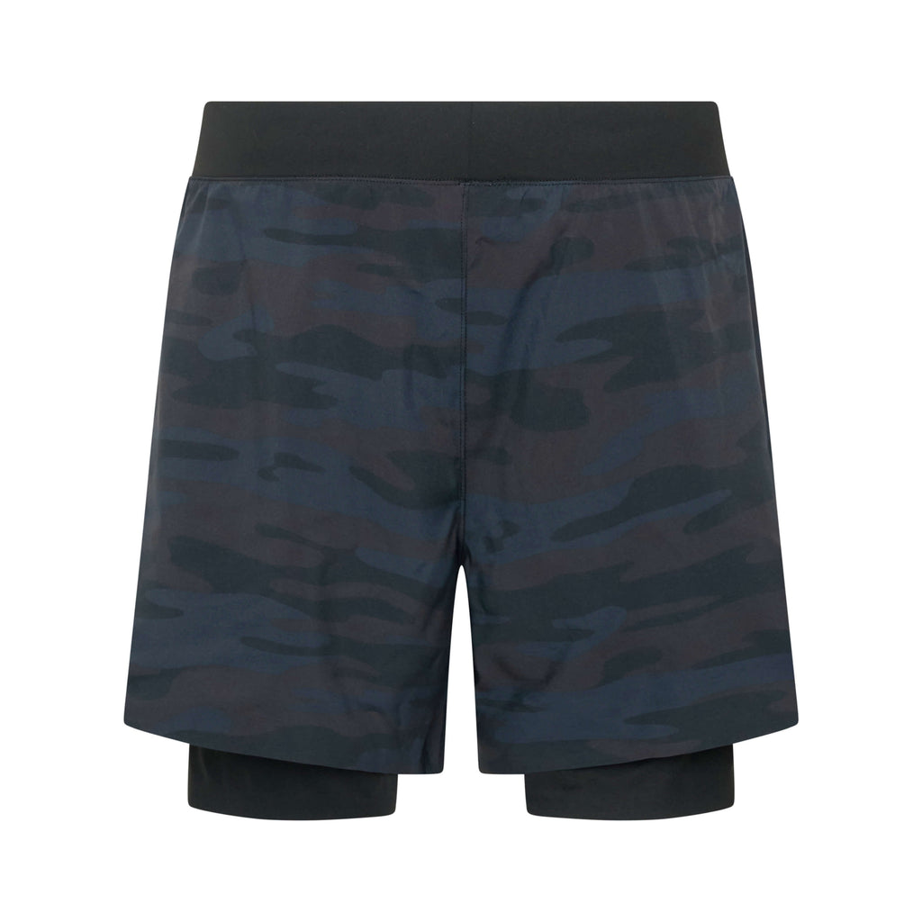 Unconditional Active Peacemaker 7-inch camouflage shorts with adjustable waistband and logo details on the front.