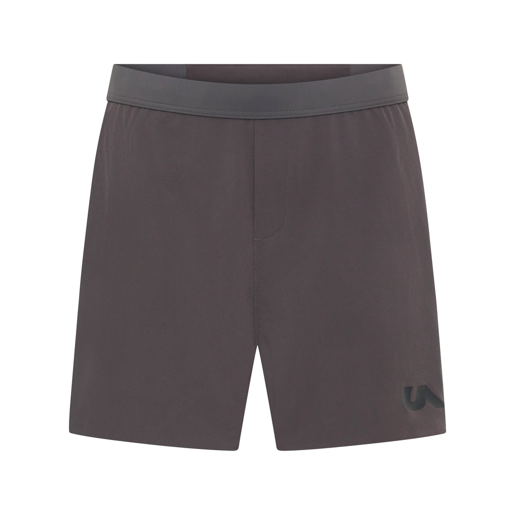 Dark charcoal Taskmaster 5-inch session shorts by Unconditional Active, featuring a comfortable fit and athletic design.