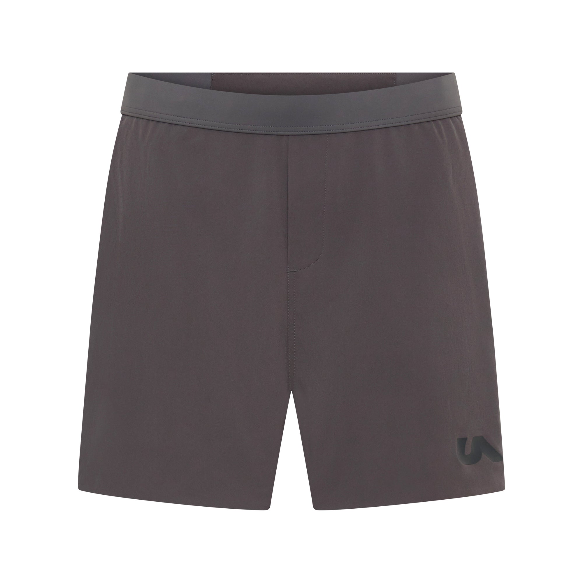 Dark charcoal Taskmaster 5-inch session shorts by Unconditional Active, featuring a comfortable fit and athletic design.