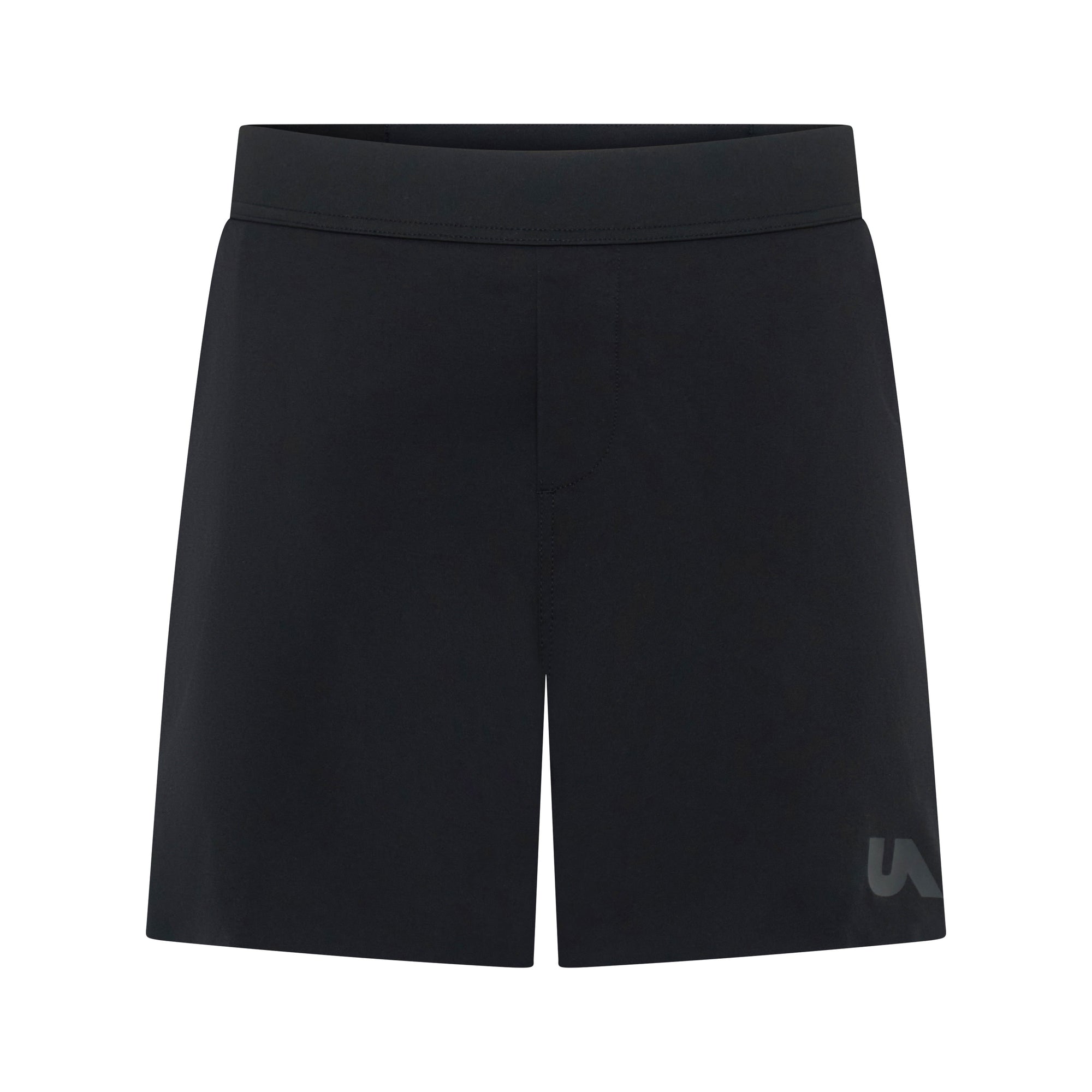 Black Taskmaster 7-inch session shorts by Unconditional Active, featuring a comfortable fit and athletic design for active wear.