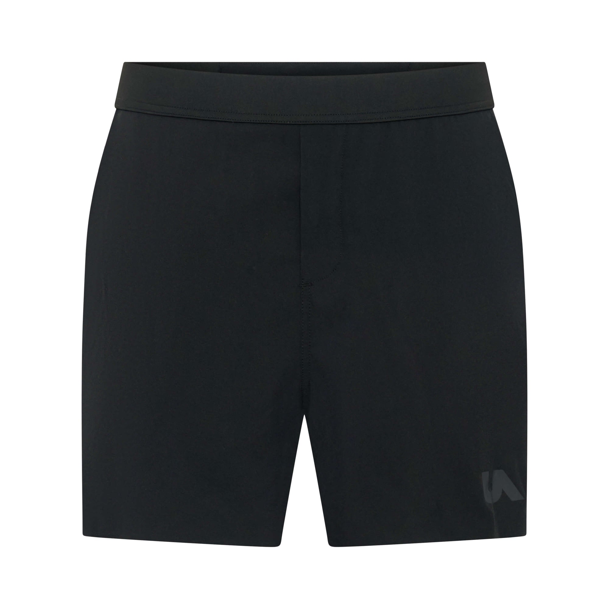 Black Taskmaster 5-inch session shorts by Unconditional Active, featuring a comfortable fit and athletic design for workouts.