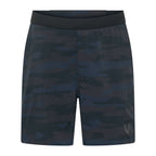Unconditional Active Taskmaster 7-inch camo session shorts laid flat, showing lightweight fabric and camouflage pattern.