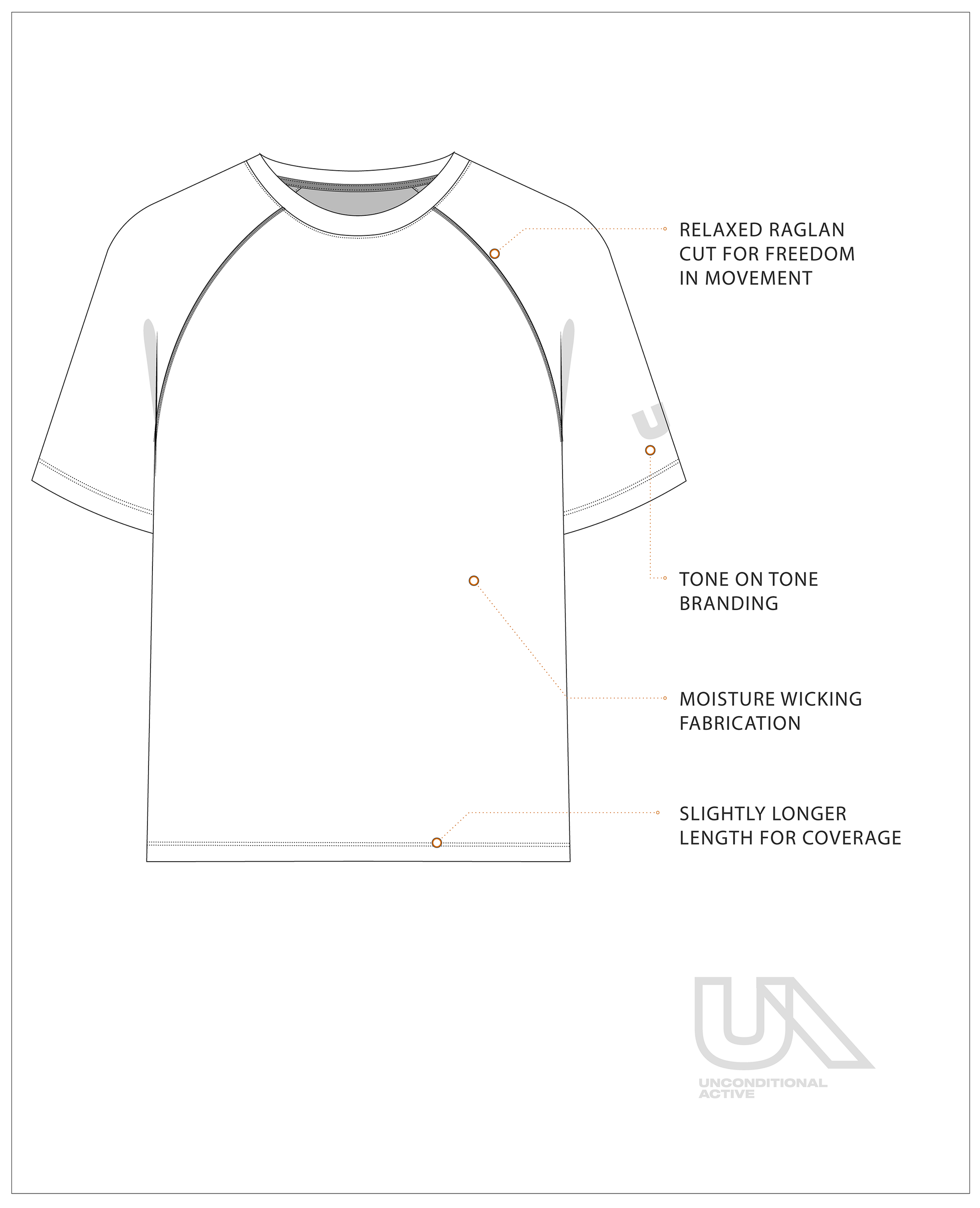 Unconditional Active Ambush Raglan Tee, casual tops with contrasting sleeves and logo detail, perfect for everyday wear