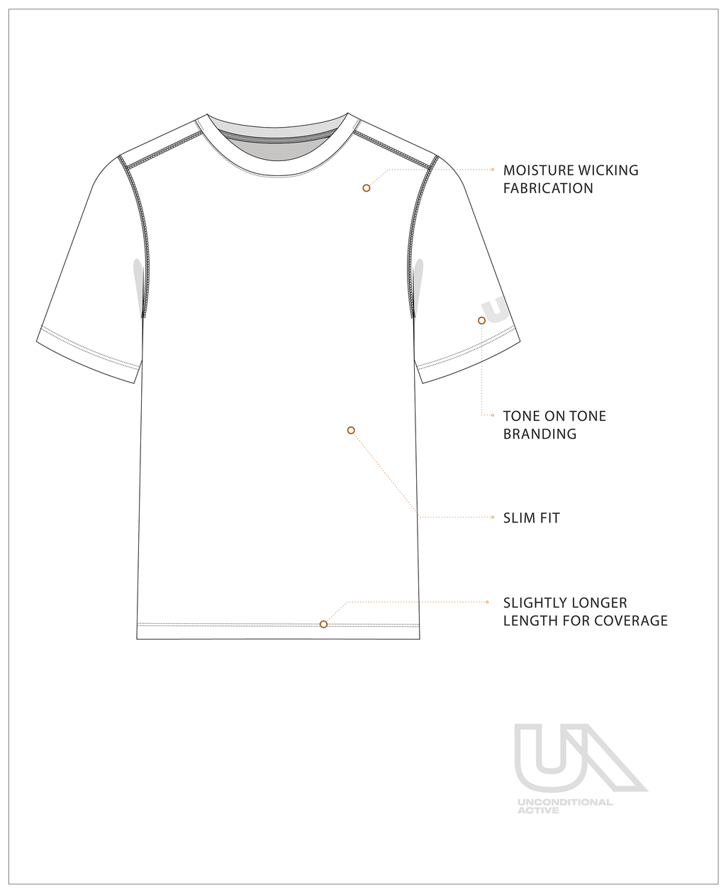 Unconditional Active Darkside Slim Tee, a black men's athletic top with a fitted style and crew neckline, shown on a hanger.