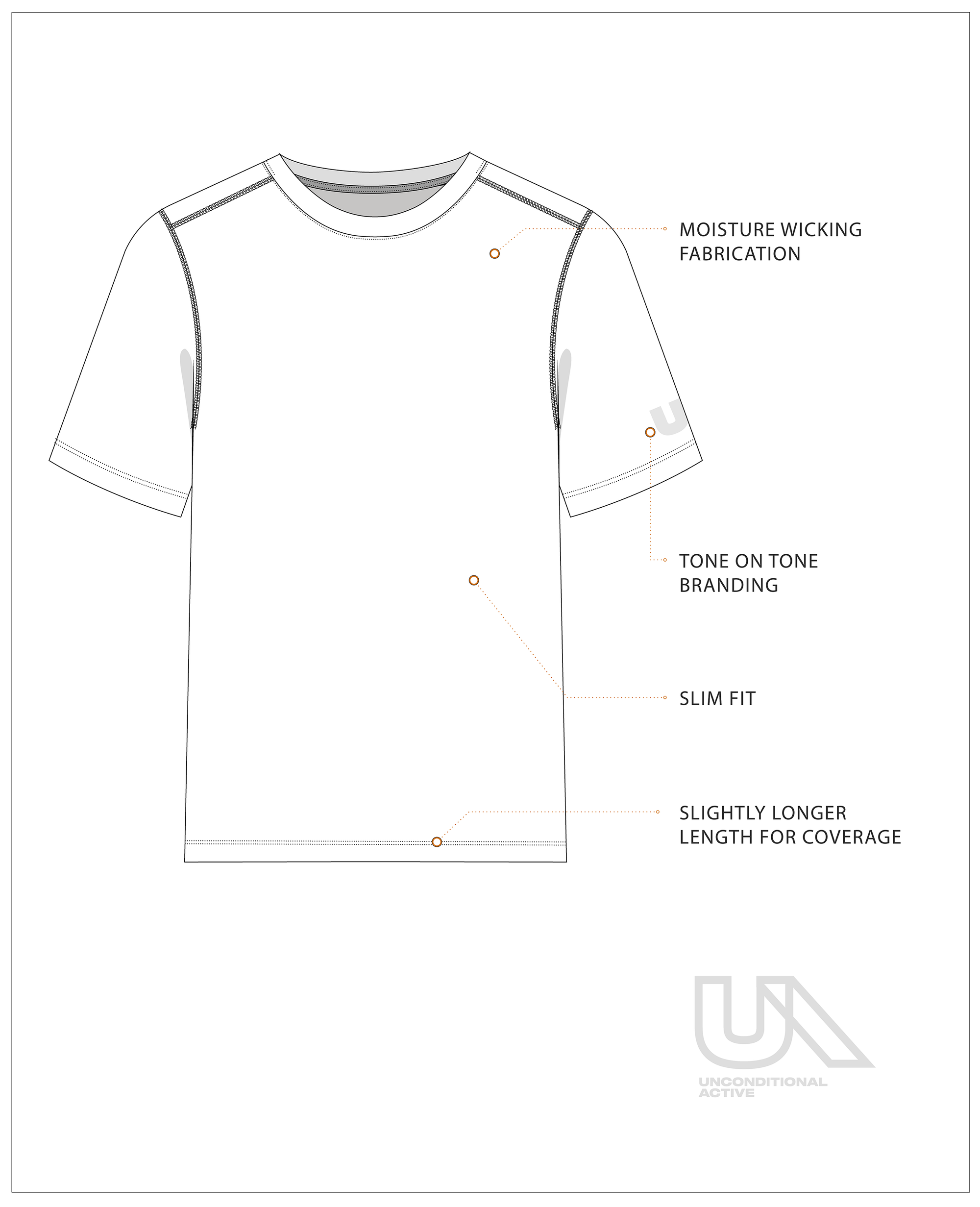 Unconditional Active Darkside Slim Tee, a black men's athletic top with a fitted style and crew neckline, shown on a hanger.