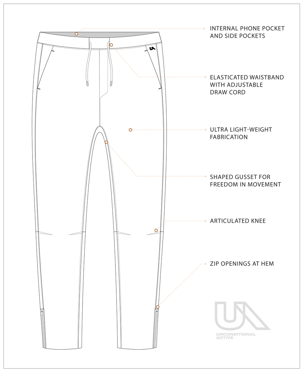 Unconditional Active Maverick Session Pant trackpants with athletic fit and drawstring waist, shown in black fabric.