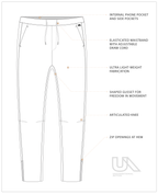 Unconditional Active Maverick Session Pant trackpants with athletic fit and drawstring waist, shown in black fabric.