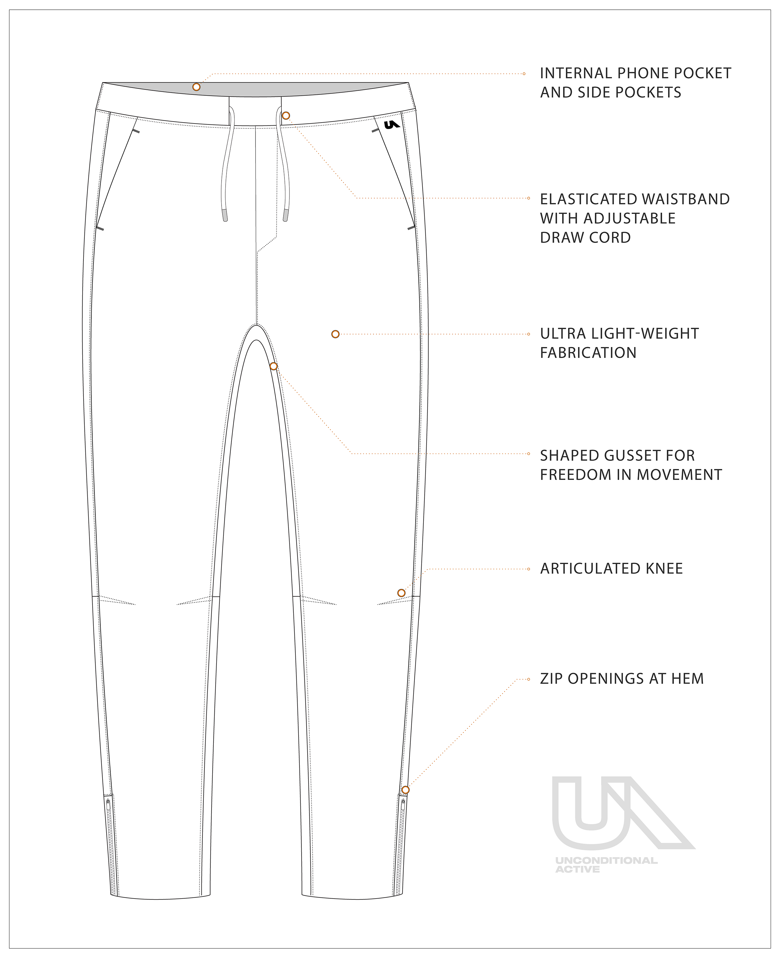 Unconditional Active Maverick Session Pant trackpants with athletic fit and drawstring waist, shown in black fabric.