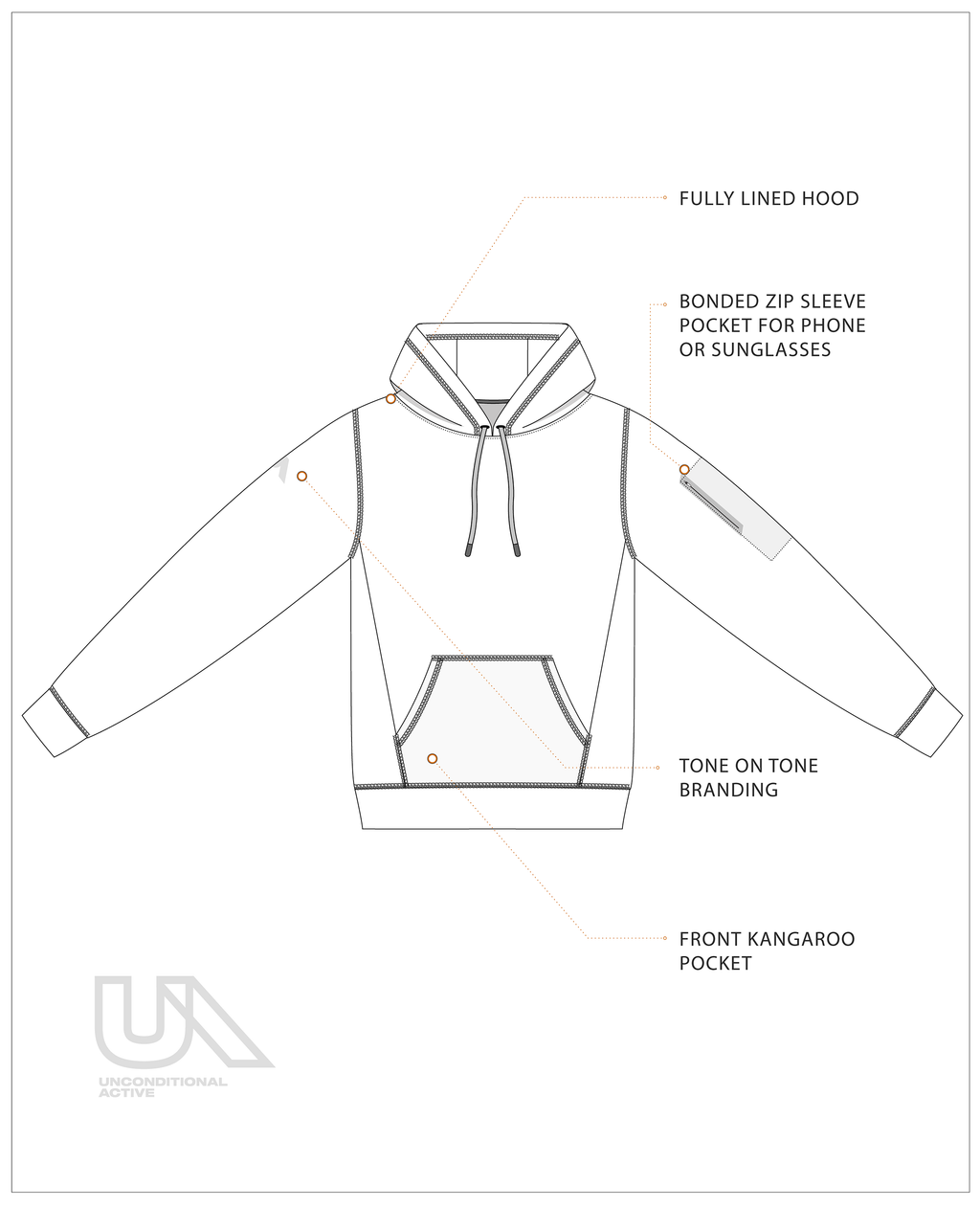 Unconditional Active Onslaught Everywhere Hoodie, a versatile black hoodie with front pocket and drawstrings, casual athletic top.