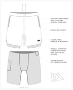 Unconditional Active Peacemaker 7-inch athletic shorts with a relaxed fit and drawstring waistband, suitable for workout and casual wear.