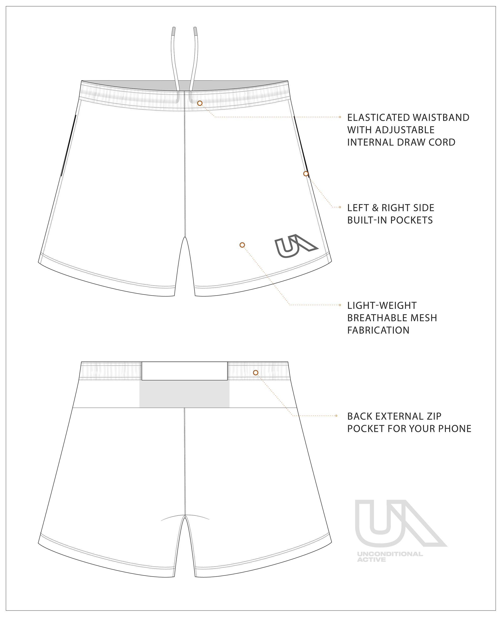 Unconditional Active Wildcat 5-inch mesh shorts with breathable fabric and an elastic waistband for athletic comfort.