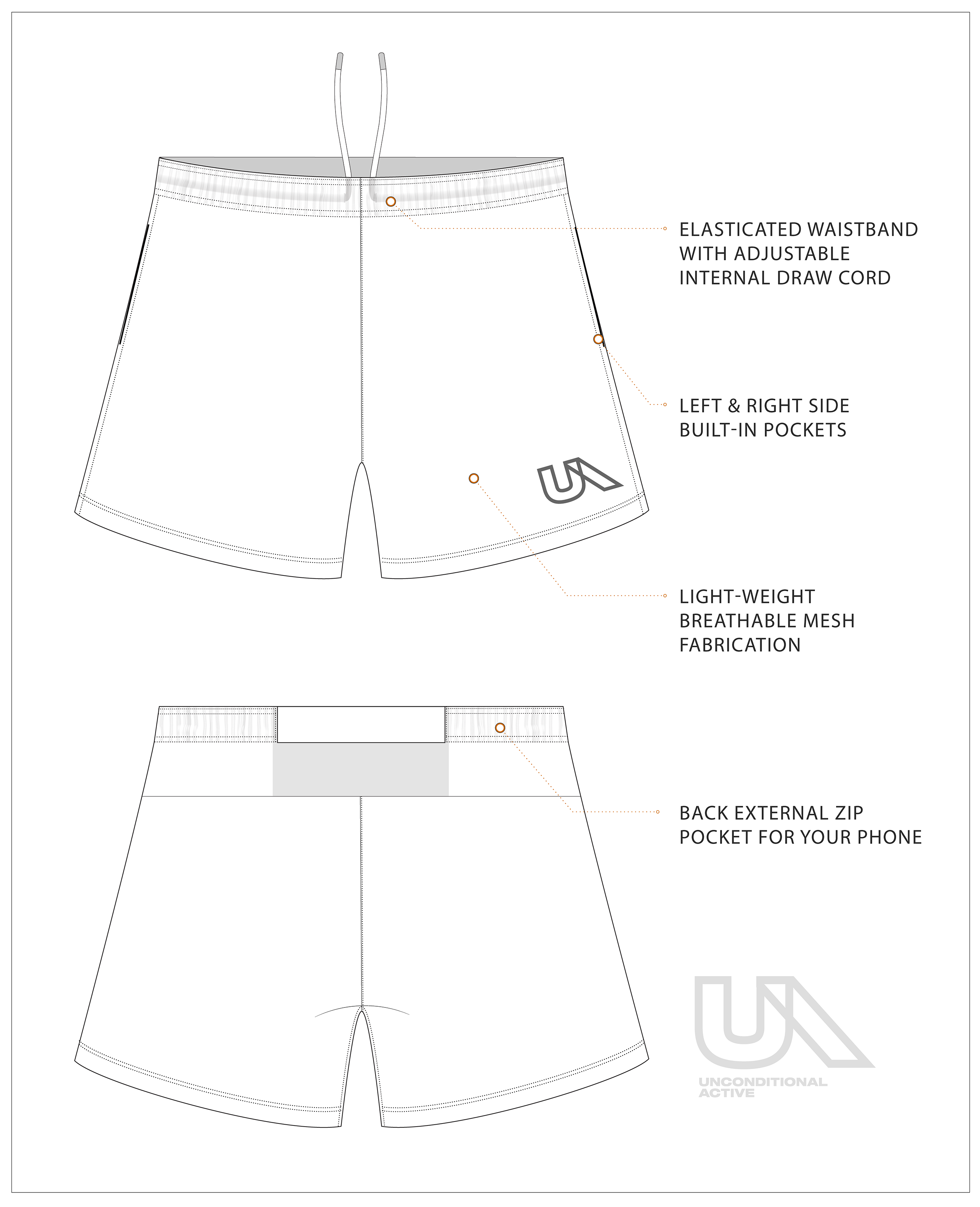 Unconditional Active Wildcat 5-inch mesh shorts with breathable fabric and an elastic waistband for athletic comfort.