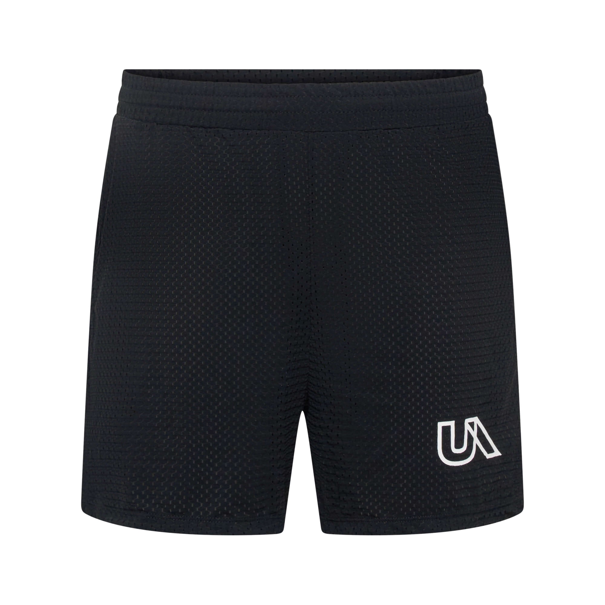 Dark black Wildcat 5-inch mesh shorts by Unconditional Active, featuring breathable fabric and athletic fit.