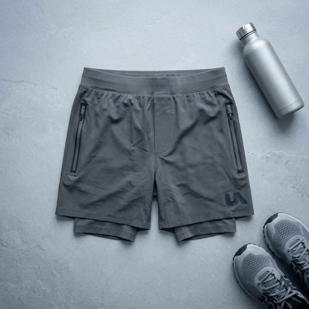 2-in-1 athletic shorts — Flat Lay - Styled | Generated by Modelize