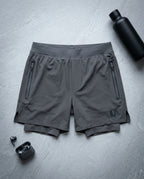2-in-1 Athletic Shorts — Flat Lay - Styled | Generated by Modelize