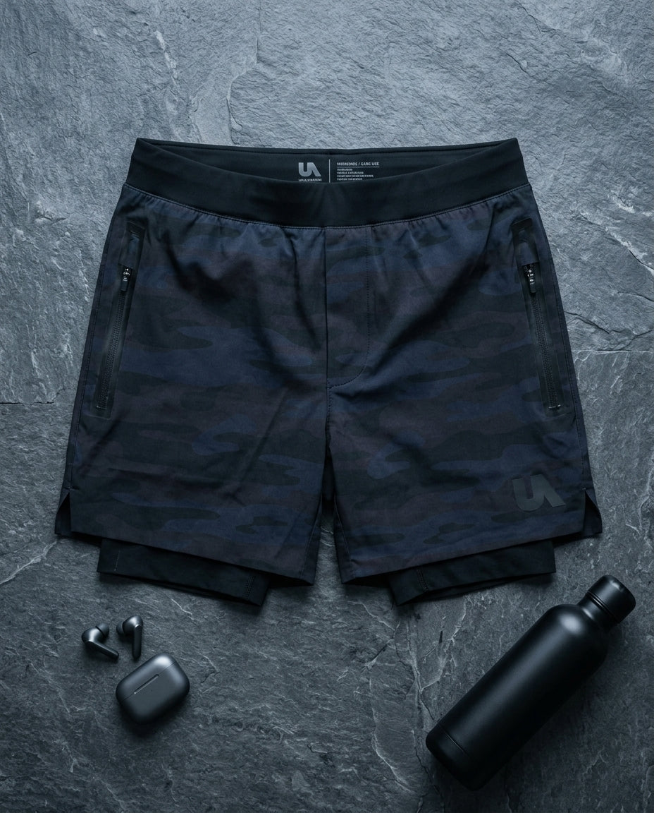 2-in-1 athletic shorts — Flat Lay - Styled | Generated by Modelize